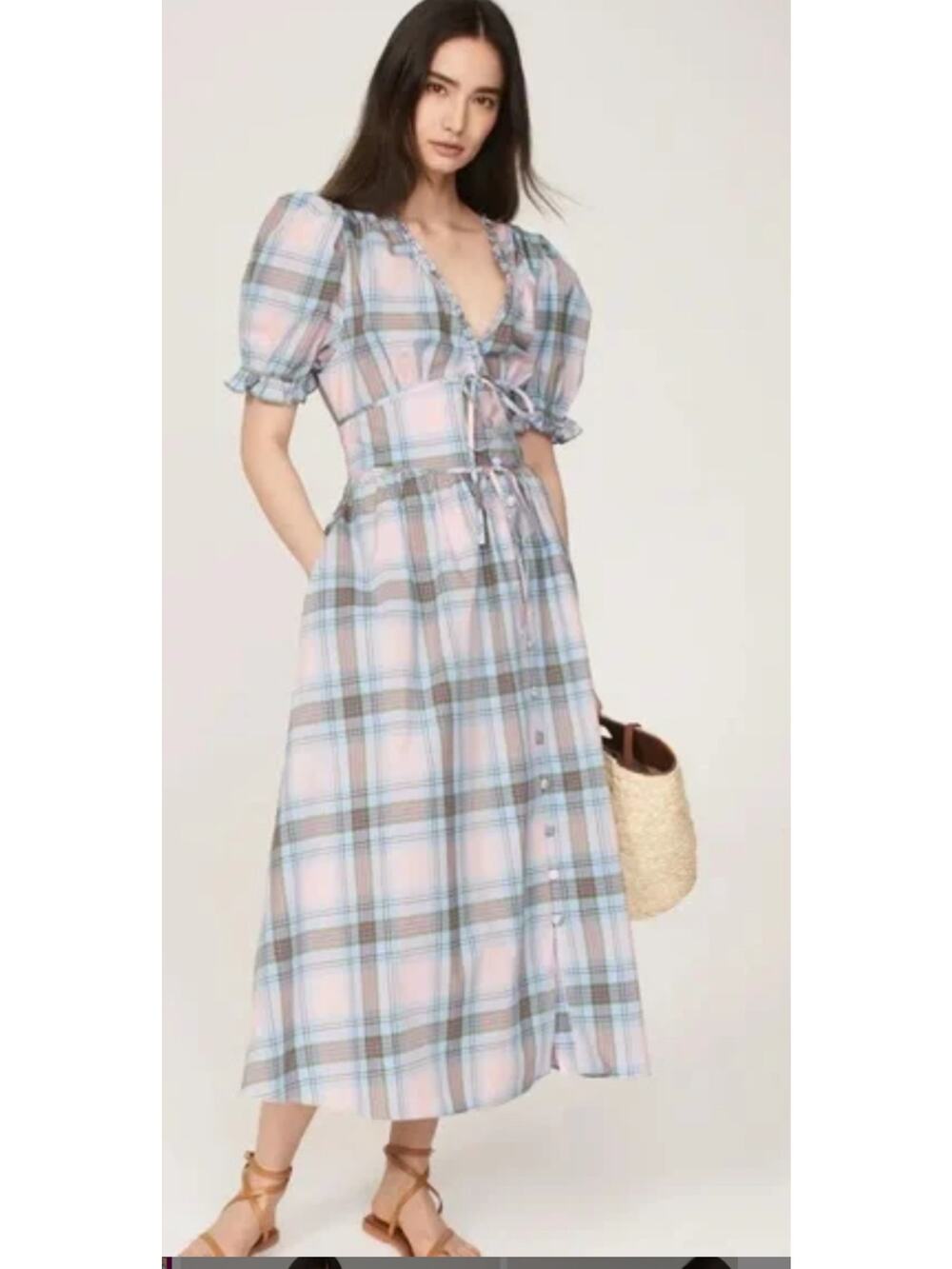 Hill House Home Sabrina Plaid Maxi Midi Dress size extra large